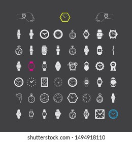 Flat vector design watch icon collection