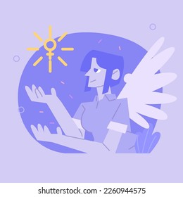 A Flat Vector Design of a Woman Taking Control on International Women's Day