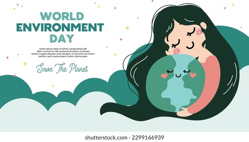 flat vector design world environment day 5 june go green save the earth