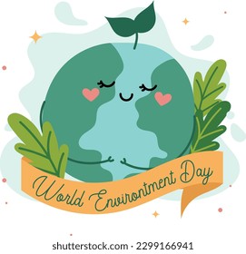 flat vector design world environment day 5 june go green save the earth