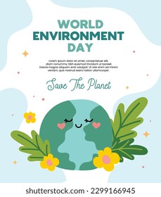 flat vector design world environment day 5 june go green save the earth