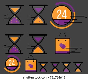 Flat vector designed delivery and shopping icons