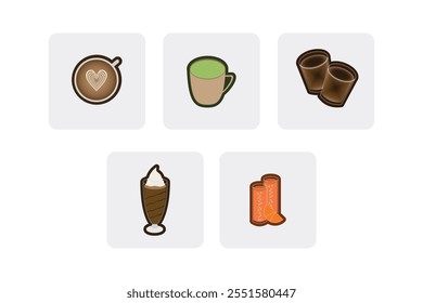 Flat Vector Dessert and Beverage Icons - Perfect for Cafes, Menus, and Food Projects