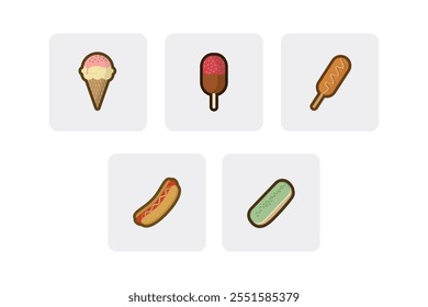 Flat Vector Dessert and Beverage Icons - Perfect for Cafes, Menus, and Food Projects