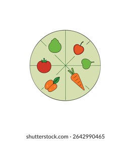 a flat vector diagram of vegetables in a circle