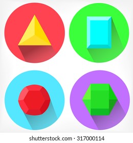 Flat vector diamond icons collection 