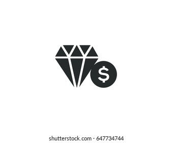 Flat vector diamond price symbol