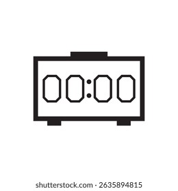 Vetor plano de um relógio digital às 00:00, adequado para aplicativos, eventos de contagem regressiva ou temas de gerenciamento de tempo.