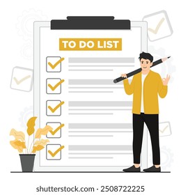 Flat vector to do list and checkmark concept illustration
