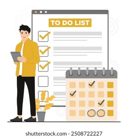 Flat vector to do list and checkmark concept illustration
