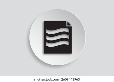 Flat vector document icon with water wave, ideal for fluid files, watermarked papers, or document design interface.