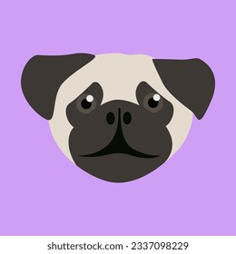 flat vector dog animal pug