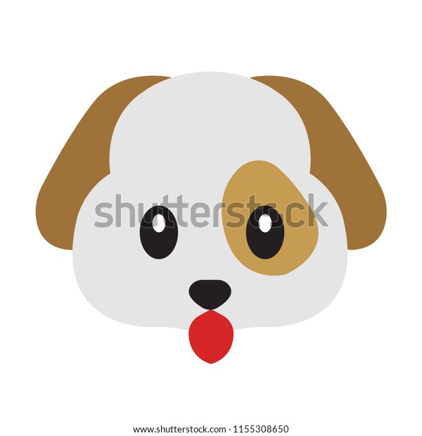 Flat Vector Dog Emoji Stock Vector (Royalty Free) 1155308650