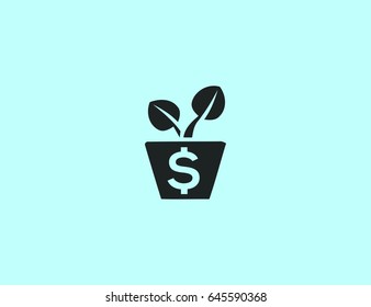 Flat vector dollar plant growth symbol