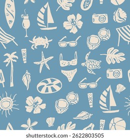 Flat vector doodle summer vacation background