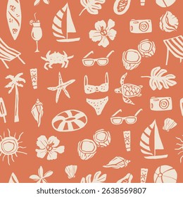 Flat vector doodle summer vacation background	