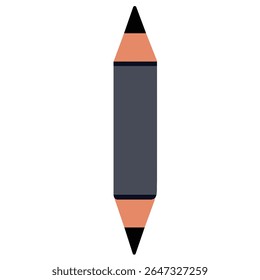 Flat vector of a double-ended pencil illustration, ideal for education, writing tools, art design, school supplies, and stationery themes.