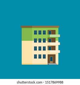 Flat vector downtown building home