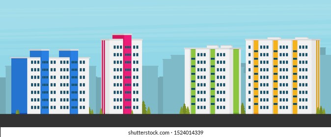 Flat vector downtown building home