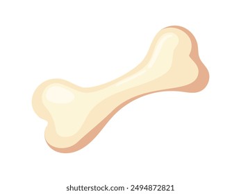 Flat vector drawing of a bone, in the concept of scary elements for Halloween or bones for pets. Medical healthcare. Scientific hospital.