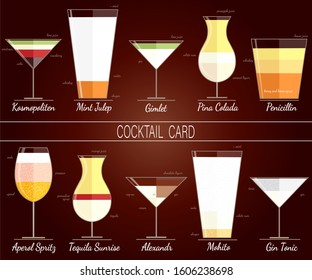 Flat vector drawing cocktails art collection with isolate obgects