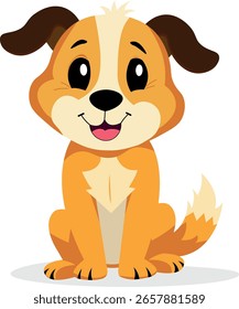 desenho vetor plano de um pequeno cão bonito em um fundo branco para jogos ou desenhos animados