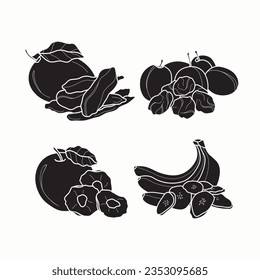Flat vector dried fruits set