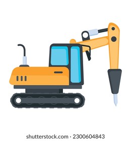 A flat vector of drilling excavator