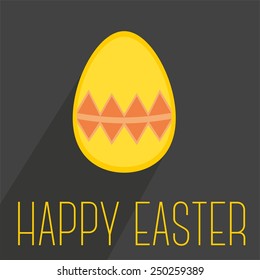 Flat vector easter egg with wishes on dark background with long shadow