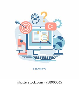 Flat vector e-learning, online education or virtual classroom concept design element. Ideal for social media publications, web and graphic design