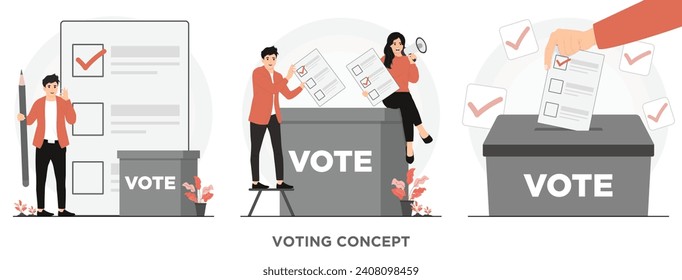 Flat vector elections voting concept illustration