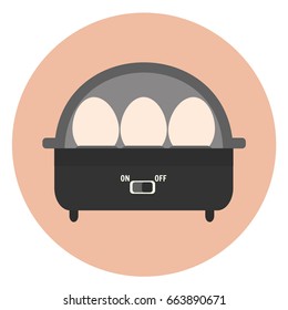 Flat vector electric egg boiler icon, monochrome kitchen appliance, eggs cooker for healthy breakfast