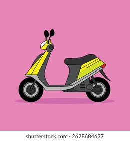 Ilustración de scooter eléctrico de Vector plano en Colores Urbanas brillantes