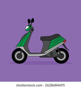 Flache Vektor Elektroroller Illustration in hellen urbanen Farben