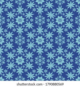 Vector plano de elegante estampado floral sin fisuras para papel de pared, embalaje, textil y baldosa sobre fondo azul profundo. Resumen de tejidos interminables geométricos contemporáneos para el diseño de las sábanas.