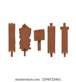 flat vector element wooden sign board collection