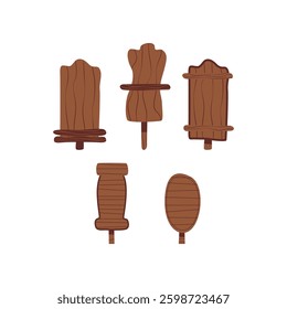 flat vector element wooden sign board collection