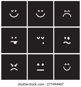 Flat vector emotion icons with smiley, cartoon faces