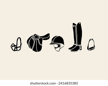 Flat vector equestrian sports items	