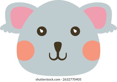 Flat vector face of a kawaii koala