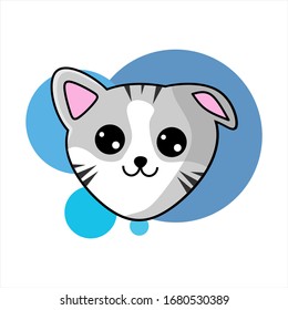 flat vector face of a kitty