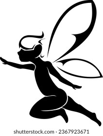 flat vector fairy black icon 