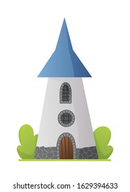 Flat vector fairy tale castle. Medieval palace