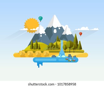 Flat Vector Farmland Abstract Illustration.