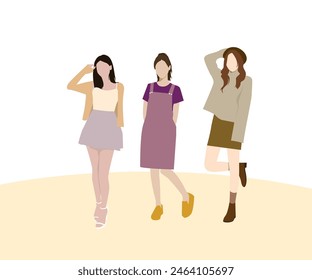 Vector plano fashionista linda chica 