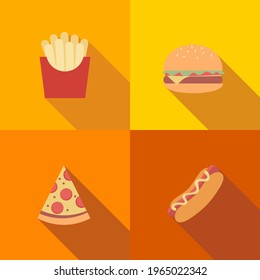 flat vector of fast food with long shadow.