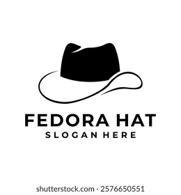 Flat vector fedora hat icon symbol.