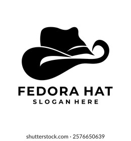Flat vector fedora hat logo icon symbol. Fedora Hat black color logo