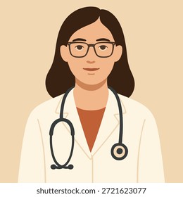 Vector plano de la doctora con estetoscopio