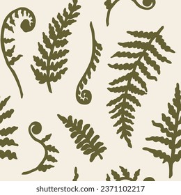 Flat vector fern branch seamless pattern